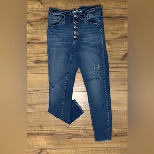 KanCan Button Fly Raw Hem Skinny Jeans